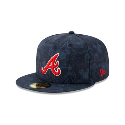 Blue Atlanta Braves Hat - New Era MLB Sketched 59FIFTY Fitted Caps USA3958462